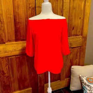 Off the shoulder, light spring/summer top.